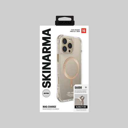 Apple iPhone 16 Pro Max Kılıf M-safe Şarj Özellikli Airbagli Şeffaf SkinArma Saido Prime Kapak Gold