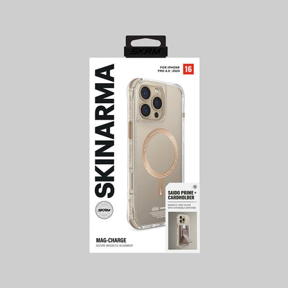 Apple iPhone 16 Pro Max Kılıf M-safe Şarj Özellikli Airbagli Şeffaf SkinArma Saido Prime Kapak Gold