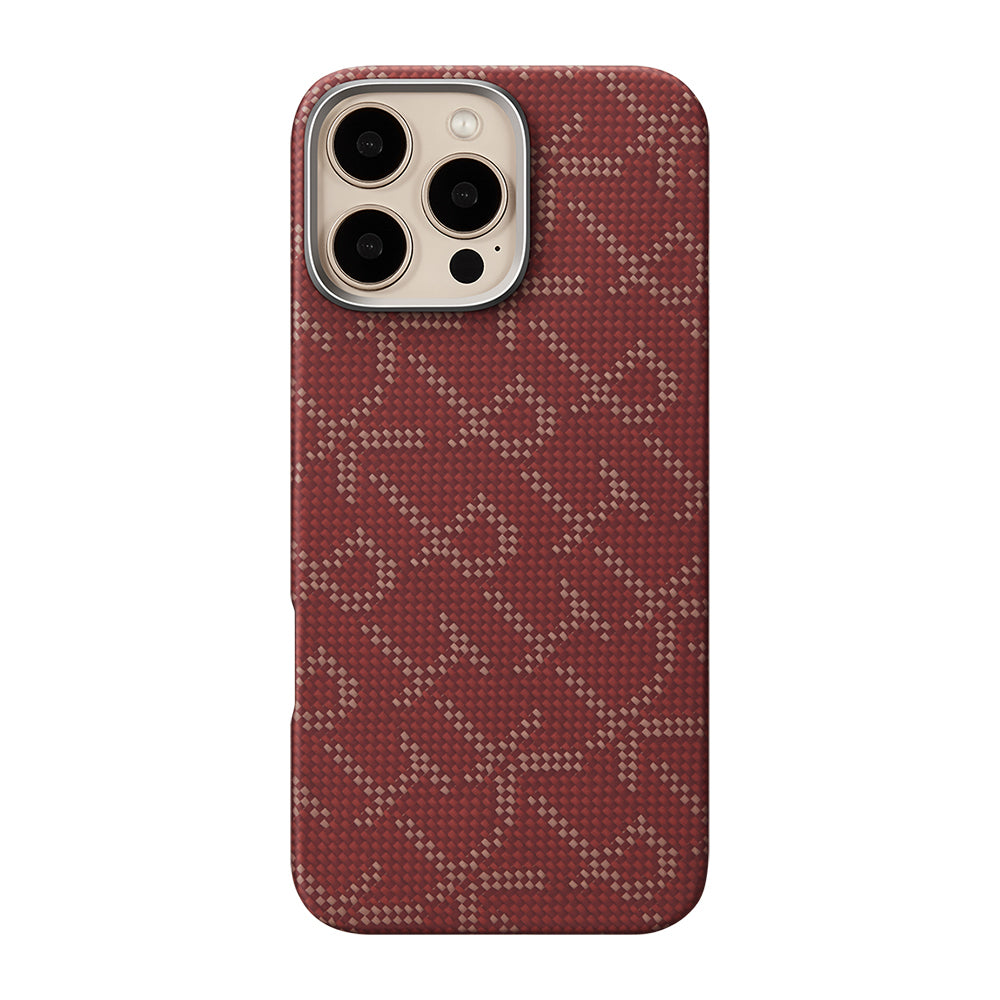 Apple iPhone 16 Pro Max Kılıf M-safe Şarj Özellikli Aramid Fiber Pitaka Tactile Woven Monogram Serisi Kapak Yeşil