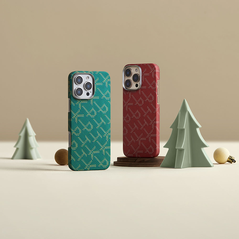 Apple iPhone 16 Pro Max Kılıf M-safe Şarj Özellikli Aramid Fiber Pitaka Tactile Woven Monogram Serisi Kapak Yeşil