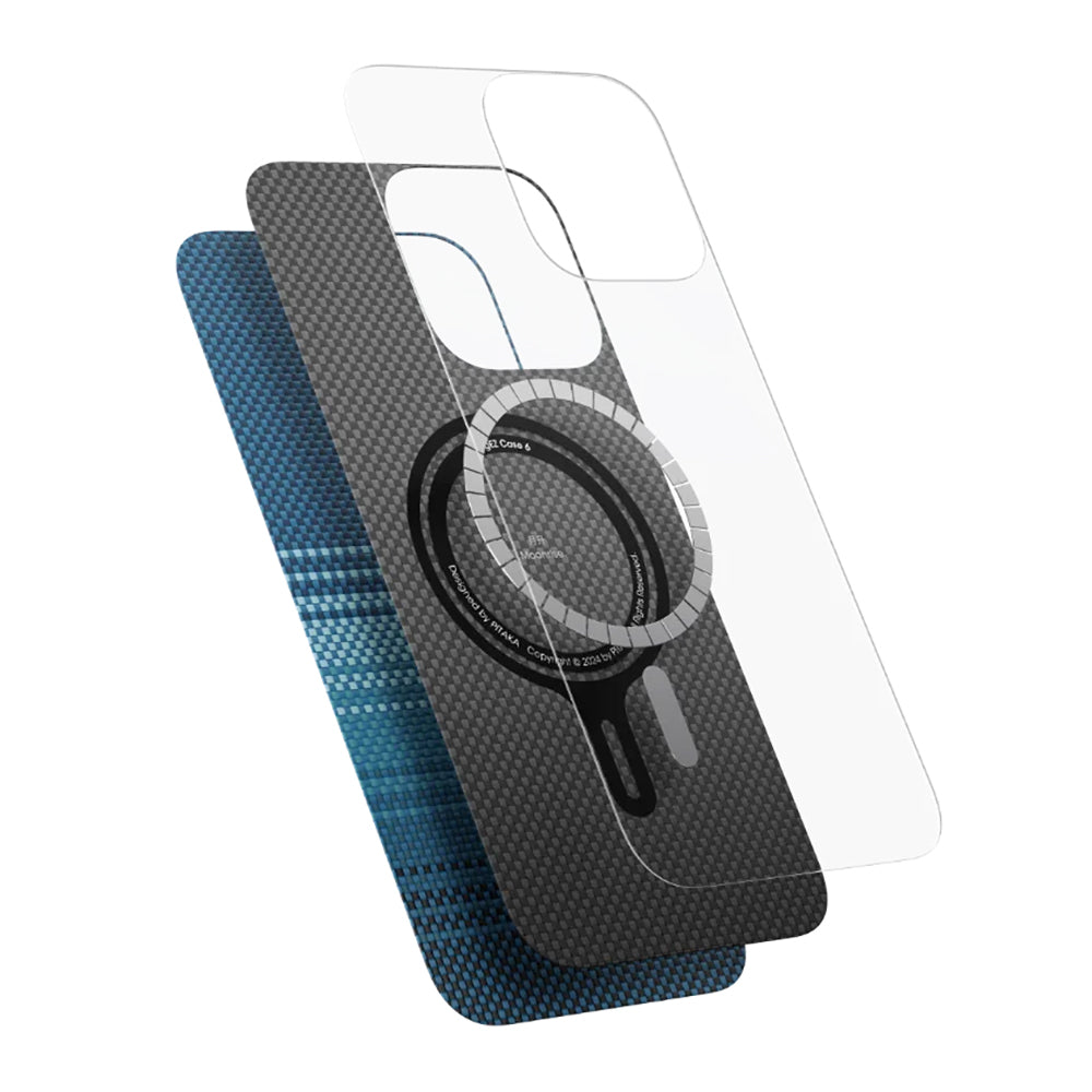 Apple iPhone 16 Pro Max Kılıf M-safe Şarj Özellikli Aramid Fiber Pitaka Tactile Woven Sunset-Moonrise Serisi Sunset Kapak Kahverengi
