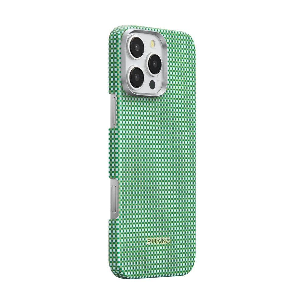 Apple iPhone 16 Pro Max Kılıf M-safe Şarj Özellikli Aramid Fiber Pitaka Ultra-Slim Classic Serisi Forest Green Kapak Yeşil