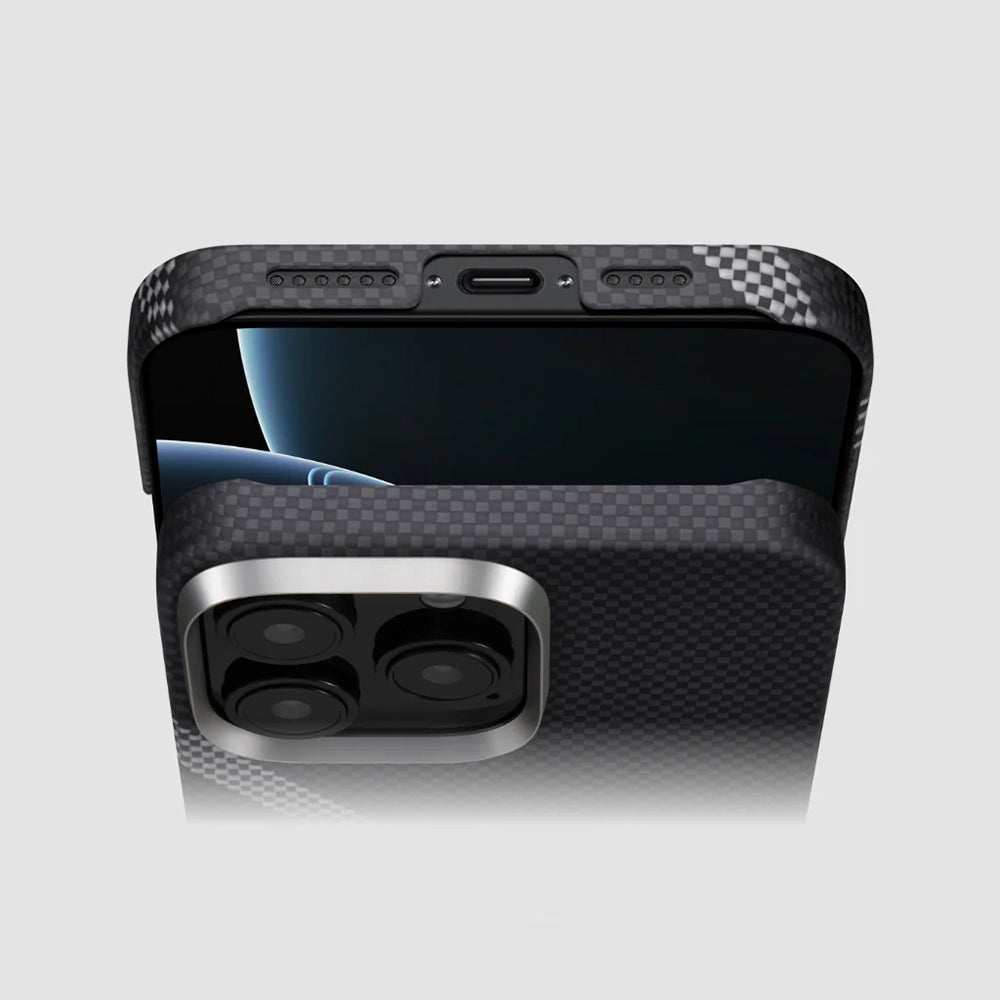 Apple iPhone 16 Pro Max Kılıf M-safe Şarj Özellikli Aramid Fiber Re-TROS Tasarımlı Pitaka Tactile Woven Rebuilding Serisi Kapak Yeşil