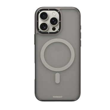 Apple iPhone 16 Pro Max Kılıf M-safe Şarj Özellikli Cam Arka Yüzey TPU Youngkit Gemstone Serisi Kapak Gold