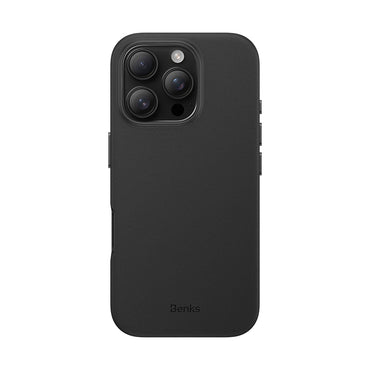 Apple iPhone 16 Pro Max Kılıf M-safe Şarj Özellikli Çizilmeye Dayanıklı Benks VitaPro Serisi PU Deri Kapak Gri