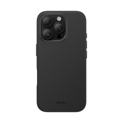 Apple iPhone 16 Pro Max Kılıf M-safe Şarj Özellikli Çizilmeye Dayanıklı Benks VitaPro Serisi PU Deri Kapak Gri
