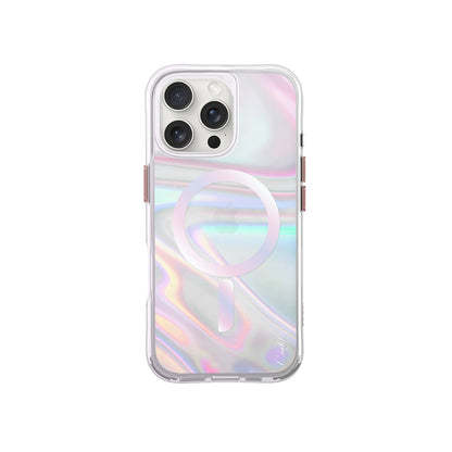 Apple iPhone 16 Pro Max Kılıf M-safe Şarj Özellikli Holografik Şeffaf Arka Yüzey Coehl Savon Kapak Şeffaf