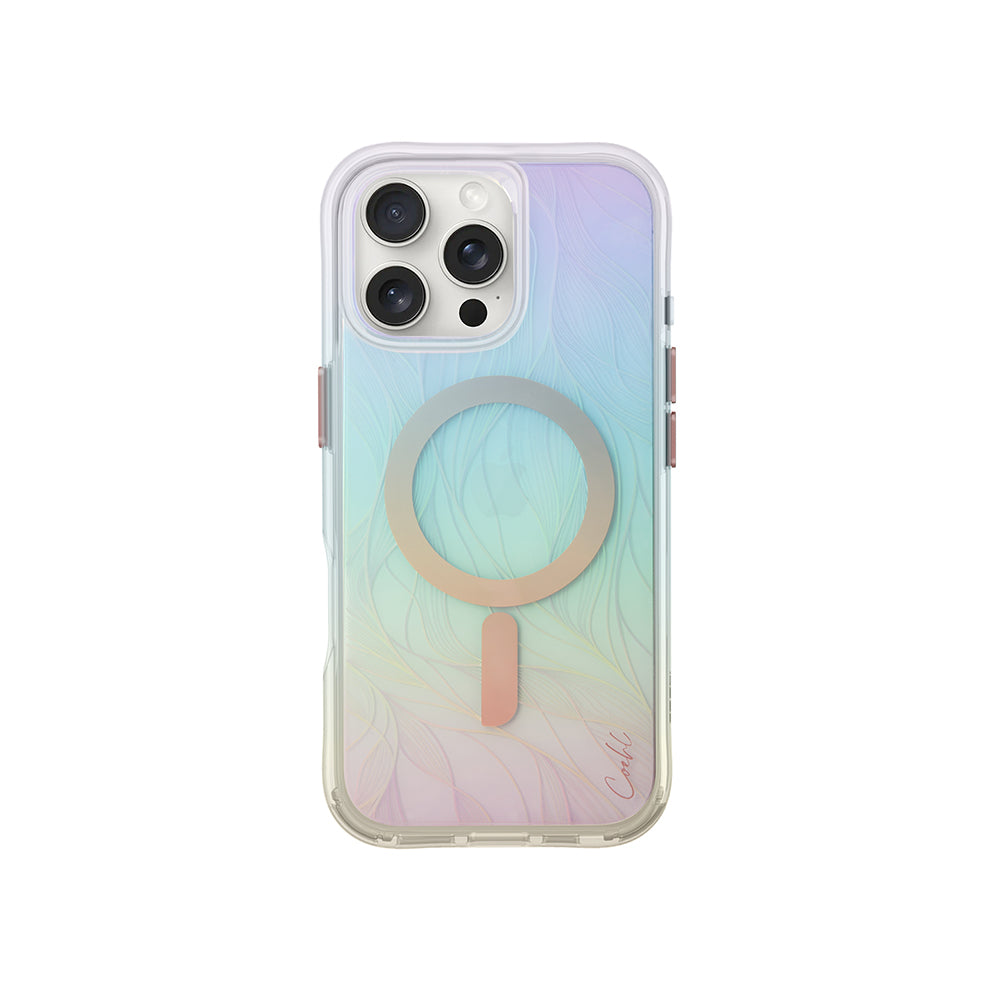 Apple iPhone 16 Pro Max Kılıf M-safe Şarj Özellikli Holografik Şeffaf Arka Yüzey Coehl Willow Kapak Şeffaf