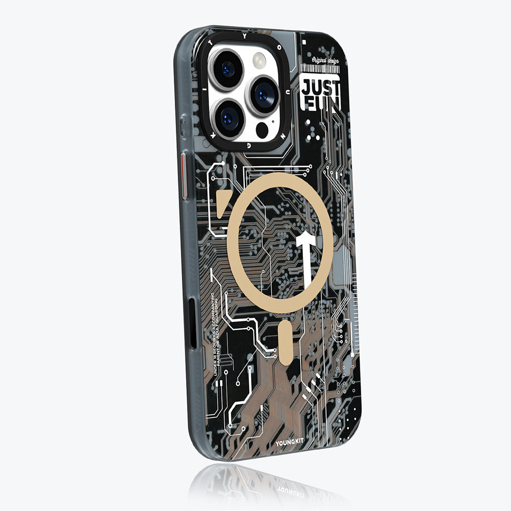 Apple iPhone 16 Pro Max Kılıf M-safe Şarj Özellikli Kamera Denetim Butonlu Youngkit Technology Serisi Kapak Gri