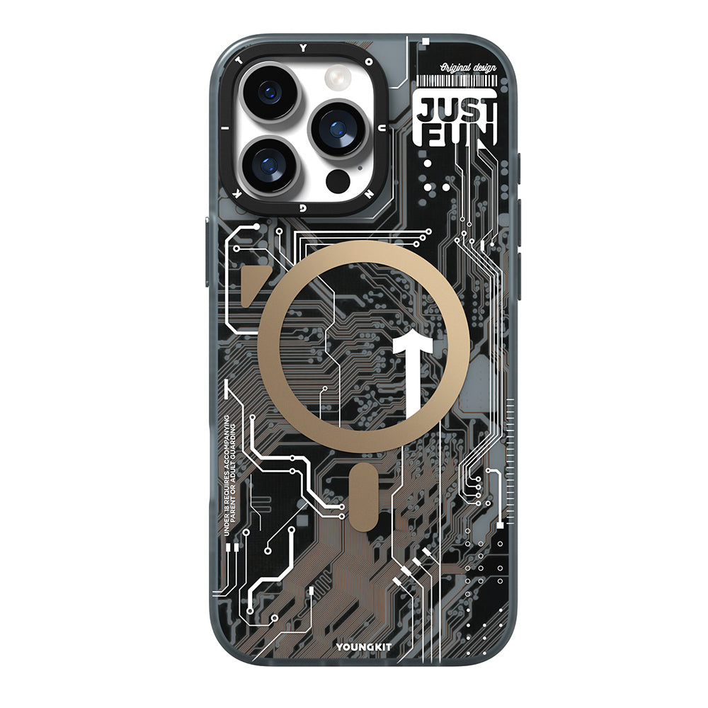 Apple iPhone 16 Pro Max Kılıf M-safe Şarj Özellikli Kamera Denetim Butonlu Youngkit Technology Serisi Kapak Gold