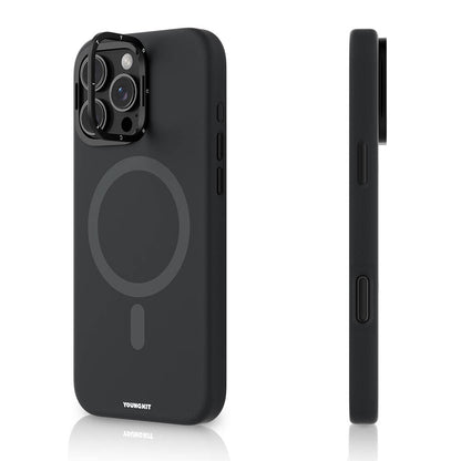 Apple iPhone 16 Pro Max Kılıf M-safe Şarj Özellikli Kamera Standlı Youngkit Bitty Cream Kapak Siyah