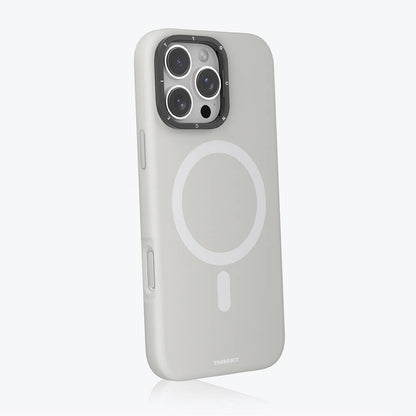 Apple iPhone 16 Pro Max Kılıf M-safe Şarj Özellikli Kamera Standlı Youngkit Bitty Cream Kapak Siyah