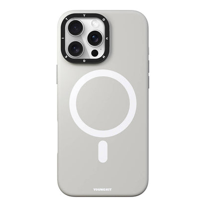 Apple iPhone 16 Pro Max Kılıf M-safe Şarj Özellikli Kamera Standlı Youngkit Bitty Cream Kapak Siyah
