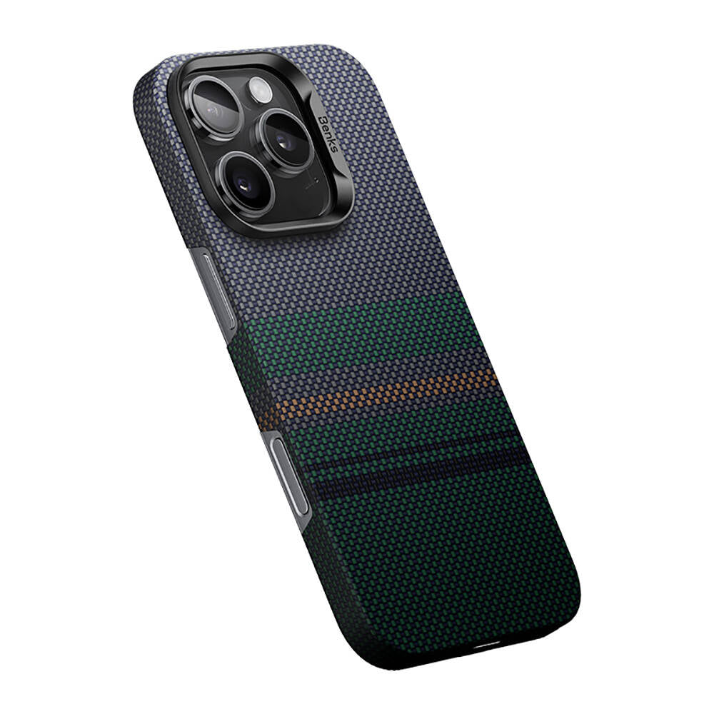 Apple iPhone 16 Pro Max Case M-safe Charging Feature Carbon Fiber Design Benks Aurora ArmorAir Kevlar Cover Black 