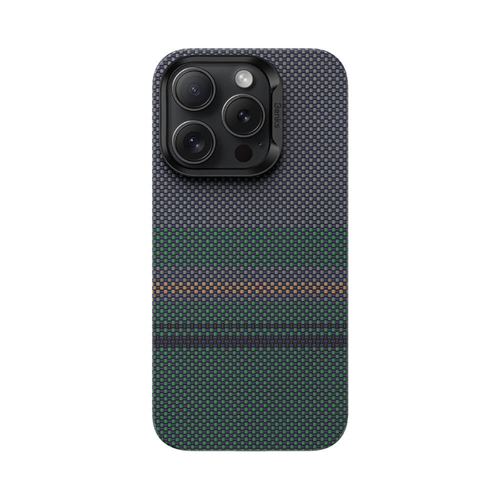 Apple iPhone 16 Pro Max Case M-safe Charging Feature Carbon Fiber Design Benks Aurora ArmorAir Kevlar Cover Black 