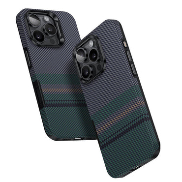Apple iPhone 16 Pro Max Kılıf M-safe Şarj Özellikli Karbon Fiber Tasarımlı Benks Aurora ArmorPro Kevlar Kapak Siyah