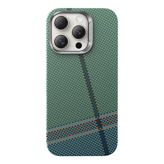 Apple iPhone 16 Pro Max Case M-safe Charging Feature Carbon Fiber Design Benks Passion Green ArmorAir Kevlar Cover Green 