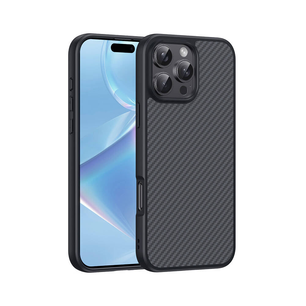 Apple iPhone 16 Pro Max Kılıf M-safe Şarj Özellikli Karbon Fiber Tasarımlı Zore Elnino Kapak Siyah