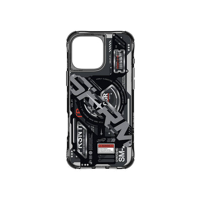 Apple iPhone 16 Pro Max Kılıf M-safe Şarj Özellikli Katmanlı Makine Temalı SkinArma Ekho Kapak Şeffaf