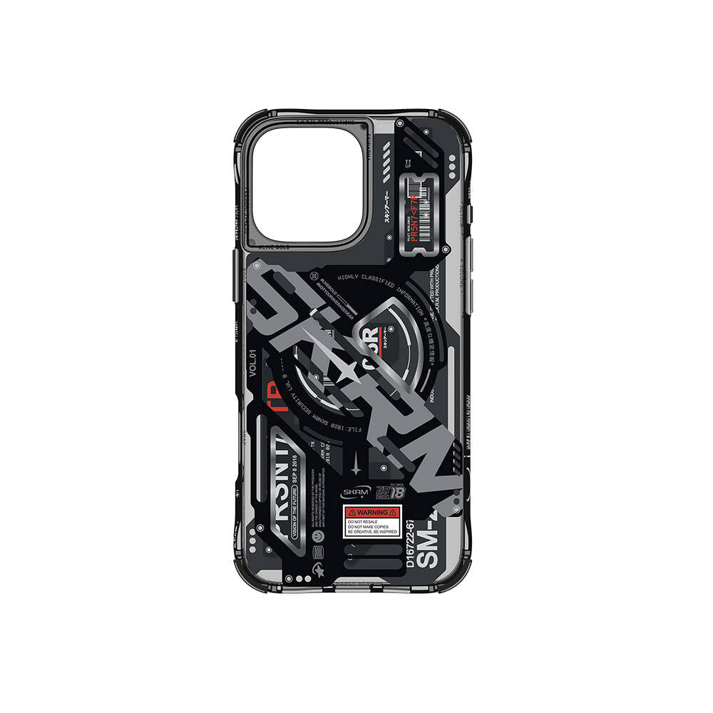Apple iPhone 16 Pro Max Kılıf M-safe Şarj Özellikli Katmanlı Makine Temalı SkinArma Ekho Kapak Siyah