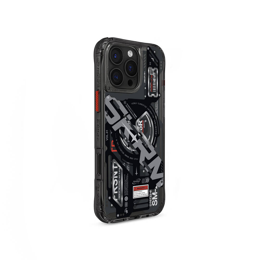 Apple iPhone 16 Pro Max Kılıf M-safe Şarj Özellikli Katmanlı Makine Temalı SkinArma Ekho Kapak Şeffaf