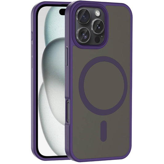 Apple iPhone 16 Pro Max Kılıf M-safe Şarj Özellikli Mat Arka Yüzey Zore Sio Kapak Derin Mor