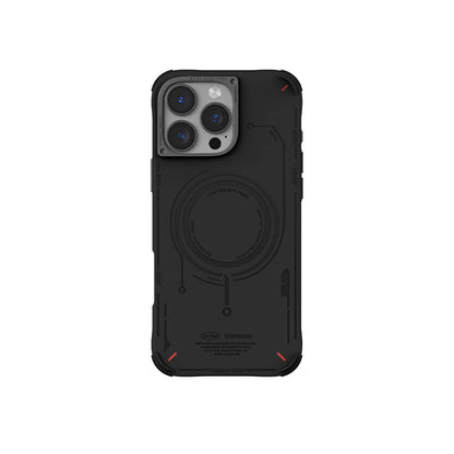 Apple iPhone 16 Pro Max Kılıf M-safe Şarj Özellikli Metal Kamera Çerçeveli Skinarma Mecha Serisi Kapak Siyah