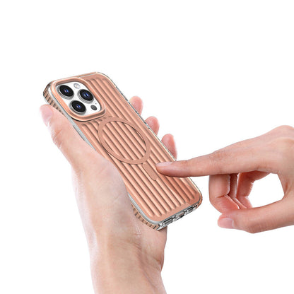 Apple iPhone 16 Pro Max Kılıf M-safe Şarj Özellikli Oyuklu Tasarım Mutural Bumpy Clear Kapak Gri