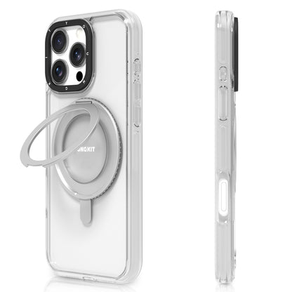 Apple iPhone 16 Pro Max Kılıf M-safe Şarj Özellikli Parmak Ring Standlı Youngkit Pivot Serisi Kapak Şeffaf