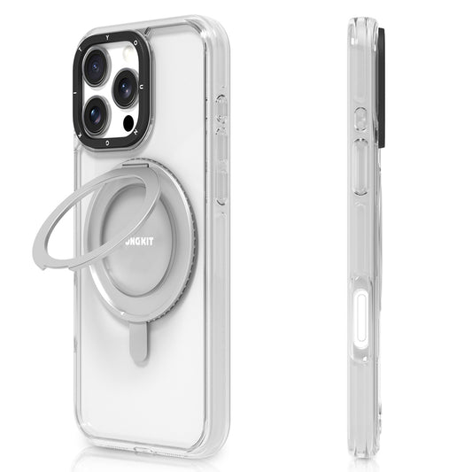 Apple iPhone 16 Pro Max Kılıf M-safe Şarj Özellikli Parmak Ring Standlı Youngkit Pivot Serisi Kapak Şeffaf