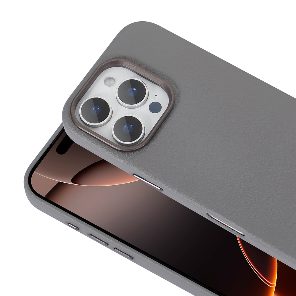 Apple iPhone 16 Pro Max Kılıf M-safe Şarj Özellikli PU Deri Zore Adora Kapak Gri