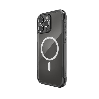 Apple iPhone 16 Pro Max Kılıf M-safe Şarj Özellikli Raptic Air Serisi Airbag Tasarımlı Metal Köşelikli Şeffaf Kapak Siyah