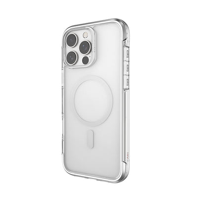 Apple iPhone 16 Pro Max Kılıf M-safe Şarj Özellikli Raptic Air Serisi Airbag Tasarımlı Metal Köşelikli Şeffaf Kapak Gümüş