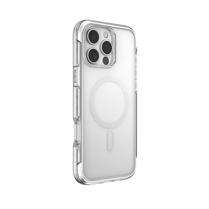Apple iPhone 16 Pro Max Kılıf M-safe Şarj Özellikli Raptic Air Serisi Airbag Tasarımlı Metal Köşelikli Şeffaf Kapak Siyah