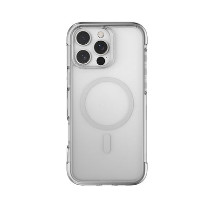 Apple iPhone 16 Pro Max Kılıf M-safe Şarj Özellikli Raptic Air Serisi Airbag Tasarımlı Metal Köşelikli Şeffaf Kapak Gümüş