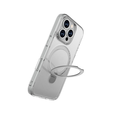 Apple iPhone 16 Pro Max Kılıf M-safe Şarj Özellikli Raptic Air Stand Serisi Buzlu Transparan Tasarımlı Standlı Kapak Şeffaf