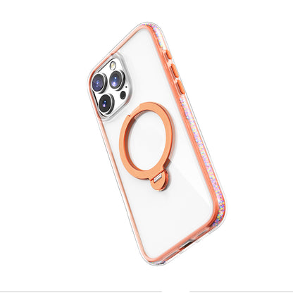 Apple iPhone 16 Pro Max Kılıf M-safe Şarj Özellikli Raptic AirJoy Serisi Boncuk Tasarımlı 360 Derece Dönebilen Standlı Kapak Siyah-Gri