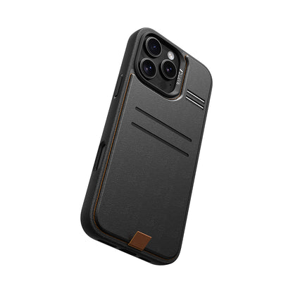 Apple iPhone 16 Pro Max Kılıf M-safe Şarj Özellikli Raptic Slim Wallet Serisi Deri Görünümlü Kartlıklı Standlı Kapak Siyah
