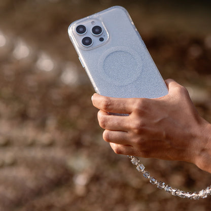 Apple iPhone 16 Pro Max Kılıf M-safe Şarj Özellikli Simli Arka Yüzey Askı Aparatlı Coehl Lumino Kapak Rose Gold