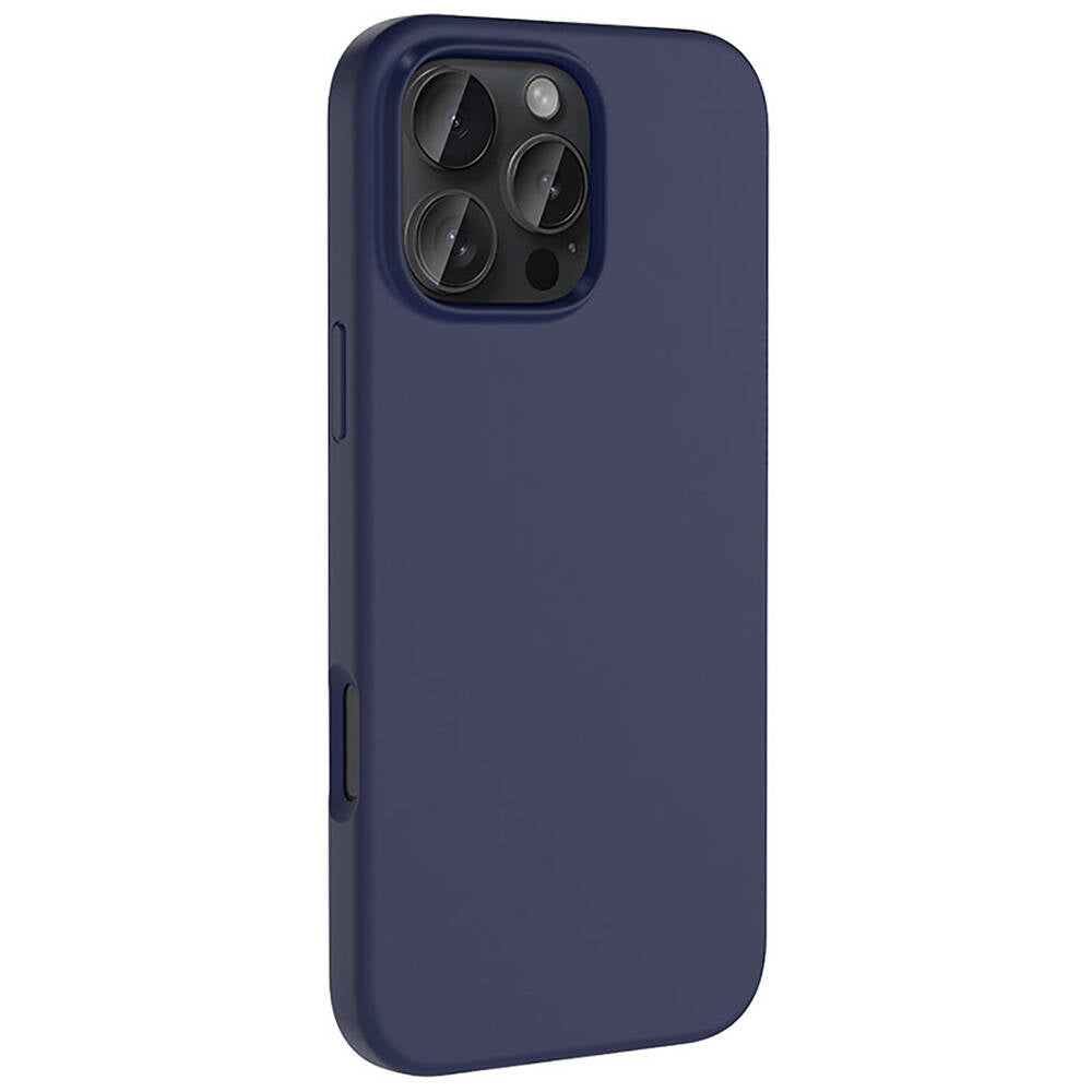 Apple iPhone 16 Pro Max Kılıf M-safe Şarj Özellikli Sıvı Teknolojili Silinebilir Sert Zore Kivi Kapak Lacivert