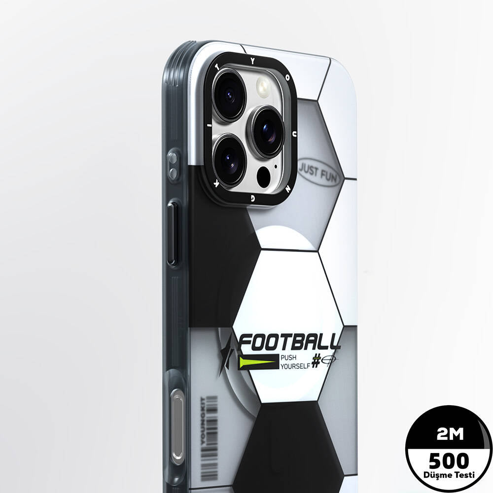 Apple iPhone 16 Pro Max Kılıf M-safe Şarj Özellikli Spor Tasarımlı Youngkit Dynamic Serisi Kapak Beyaz-Siyah