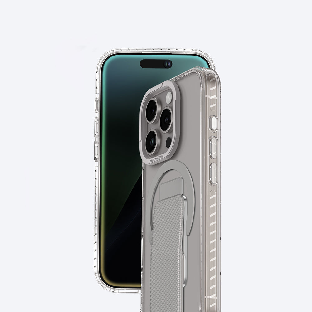 Apple iPhone 16 Pro Max Kılıf M-safe Şarj Özellikli Standlı Amazingthing Titan Pro Plus Kapak Gri