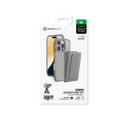 Apple iPhone 16 Pro Max Kılıf M-safe Şarj Özellikli Standlı Set Amazingthing Omni Adventure Serisi Kapak Rose Gold