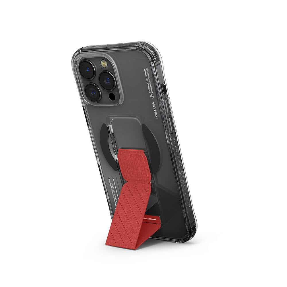 Apple iPhone 16 Pro Max Kılıf M-safe Şarj Özellikli Teknoloji Desenli Standlı Skinarma Axon Kapak Siyah