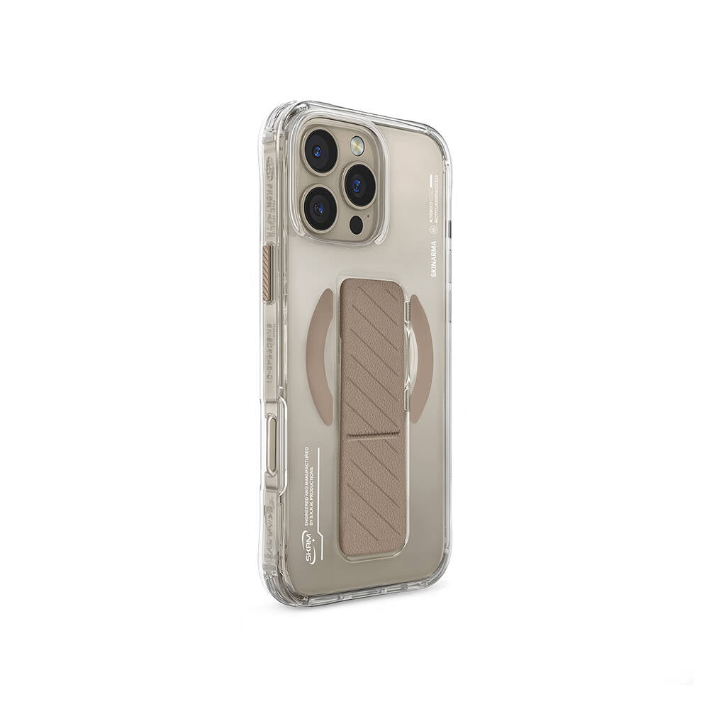 Apple iPhone 16 Pro Max Kılıf M-safe Şarj Özellikli Teknoloji Desenli Standlı Skinarma Axon Kapak Titanyum