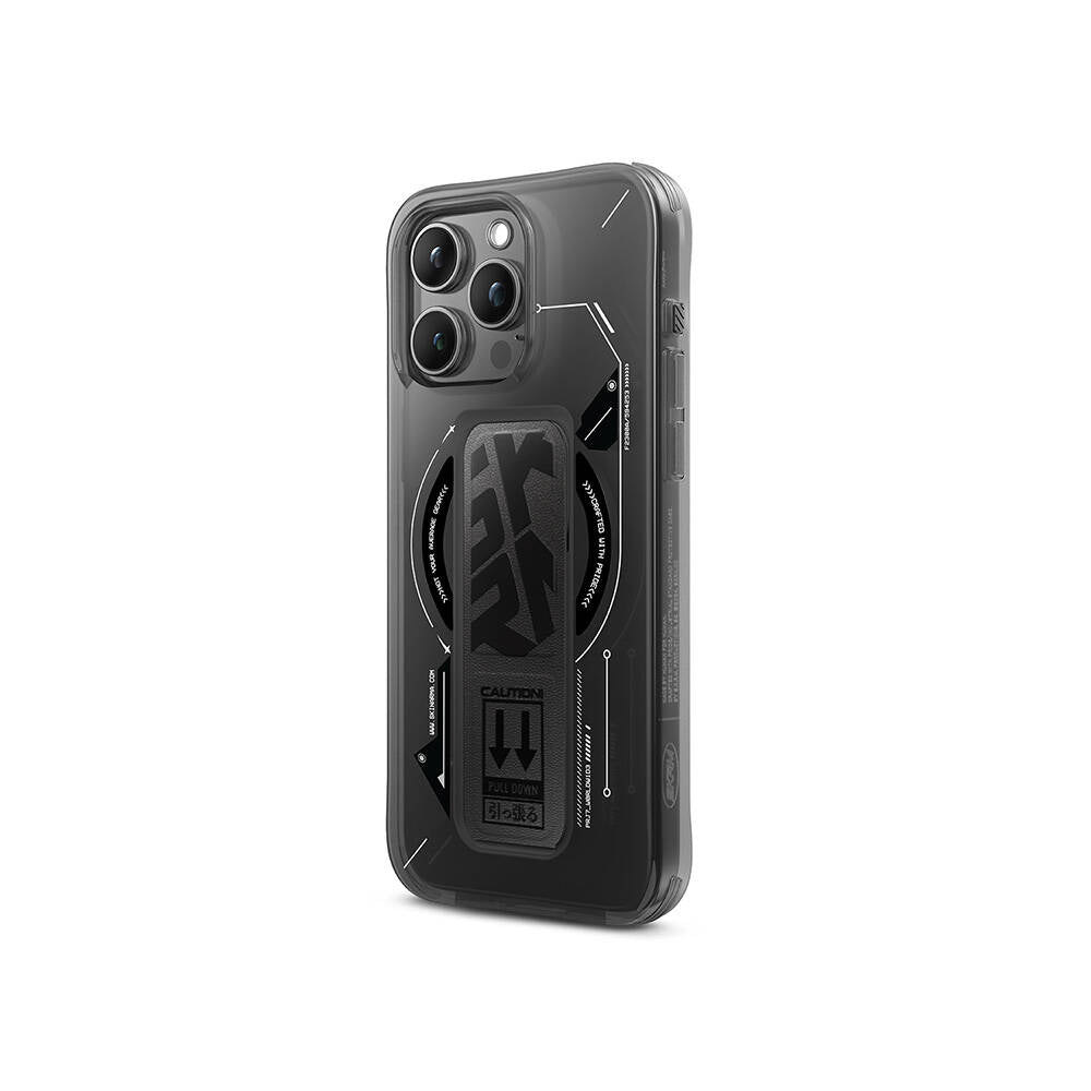 Apple iPhone 16 Pro Max Kılıf M-safe Şarj Özellikli Teknoloji Desenli Standlı Skinarma Helio Kapak Gold