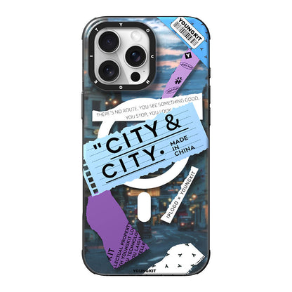 Apple iPhone 16 Pro Max Kılıf M-safe Şarj Özellikli Youngkit A-City Serisi Kapak Mavi