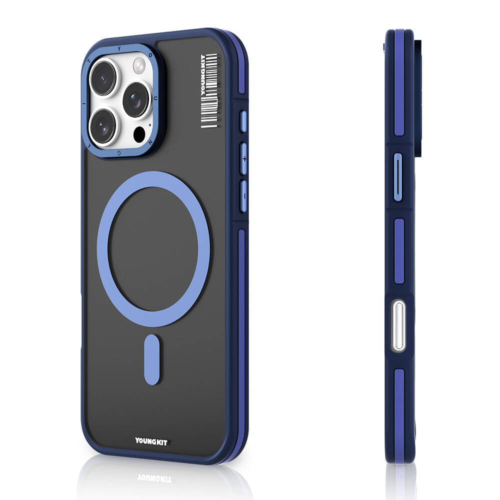 Apple iPhone 16 Pro Max Kılıf M-safe Şarj Özellikli Youngkit Rock Sand Serisi Kapak Siyah