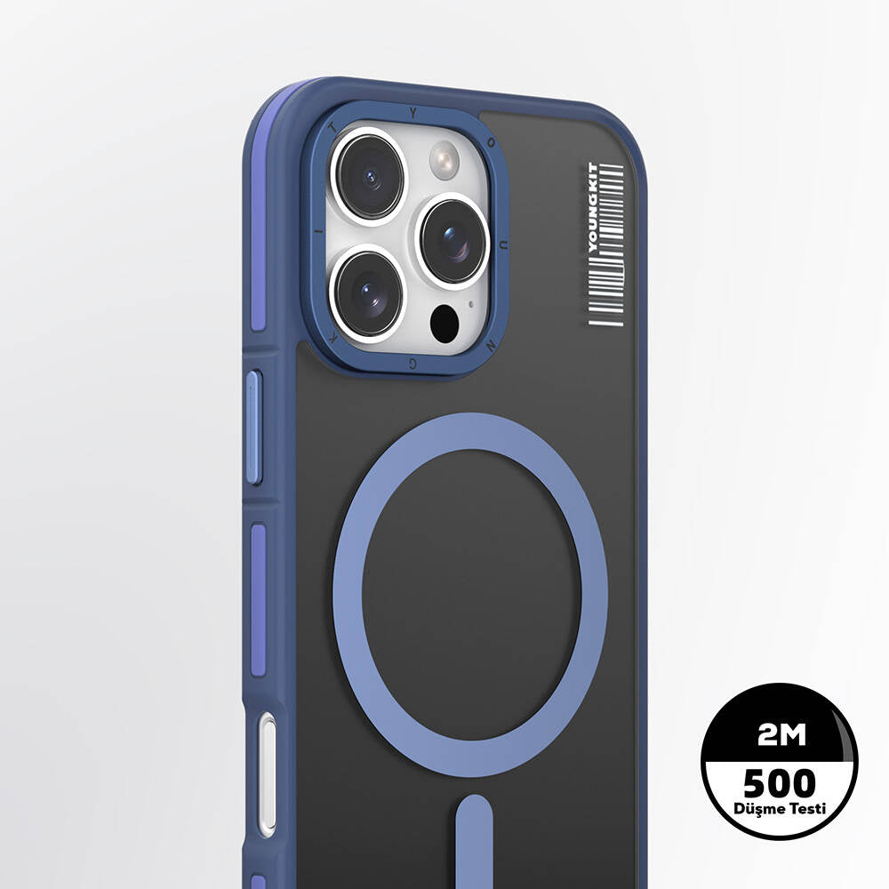 Apple iPhone 16 Pro Max Kılıf M-safe Şarj Özellikli Youngkit Rock Sand Serisi Kapak Siyah