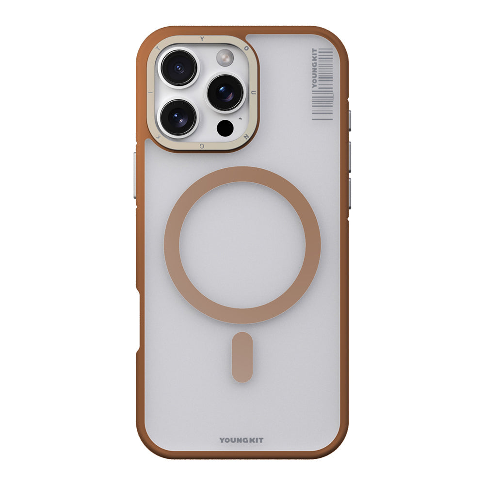 Apple iPhone 16 Pro Max Kılıf M-safe Şarj Özellikli Youngkit Rock Sand Serisi Kapak Gold